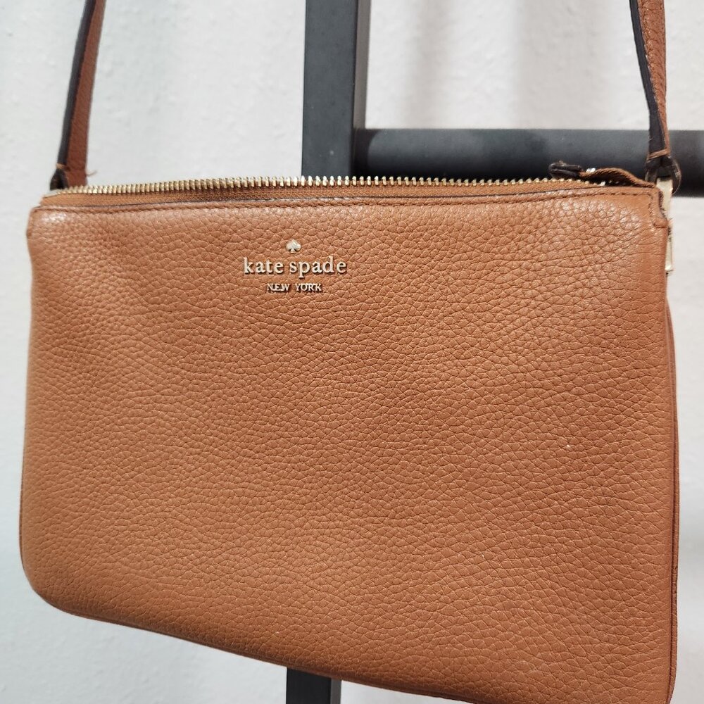 kate spade ♤ Saddle Tan Leather Crossbody Gold - Picture 3 of 16
